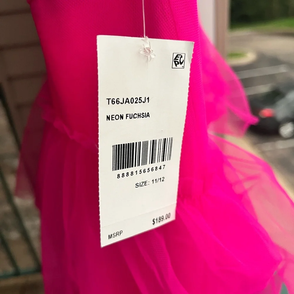 π π NEXT/UP Neon Pink Mesh Tiered Gown Corset Bodice Party 2 Sizes 9/10 & 11/12 - Picture 17 of 17